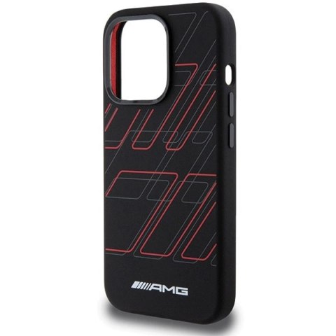 Etui AMG Silicone Large Rhombuses Pattern MagSafe na iPhone 15 Pro - czarne Etui AMG Silicone Large Rhombuses Pattern MagSafe na iPhone 15 Pro - czarne