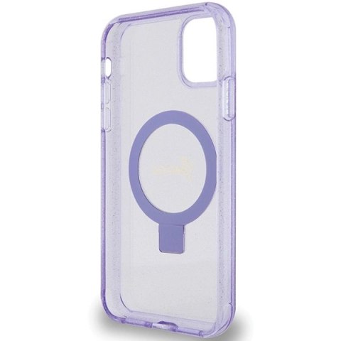Etui Guess Ring Stand Script Glitter MagSafe na iPhone 11 / Xr - fioletowe