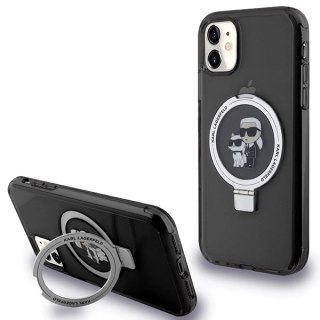 Etui Karl Lagerfeld Ring Stand Karl&Choupettte MagSafe na iPhone 11 / Xr - czarne