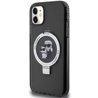 Etui Karl Lagerfeld Ring Stand Karl&Choupettte MagSafe na iPhone 11 / Xr - czarne