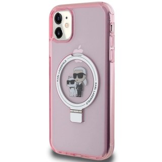 Etui Karl Lagerfeld Ring Stand Karl&Choupettte MagSafe na iPhone 11 / Xr - różowe