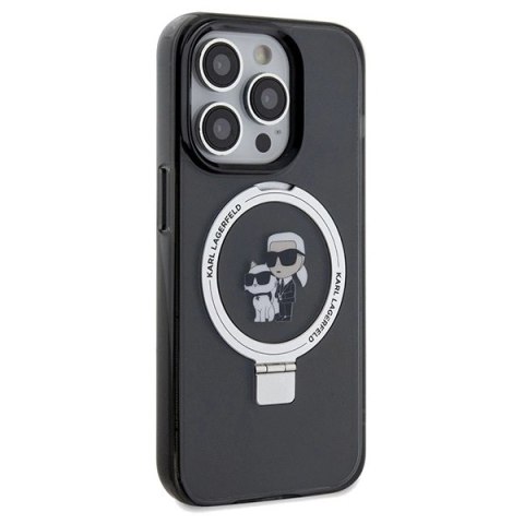 Etui Karl Lagerfeld Ring Stand Karl&Choupettte MagSafe na iPhone 13 Pro Max - czarne