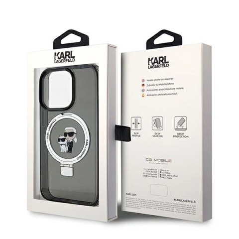 Etui Karl Lagerfeld Ring Stand Karl&Choupettte MagSafe na iPhone 14 Pro - czarne Etui Karl Lagerfeld Ring Stand Karl&Choupettte MagSafe na iPhone 14 Pro - czarne