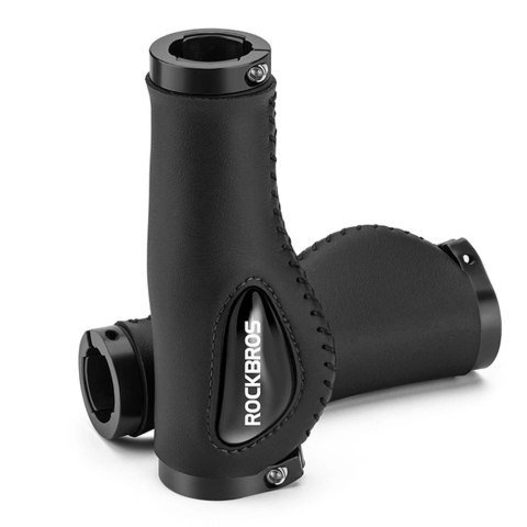 Gripy rowerowe Rockbros 40720001001 skórzane - czarne Gripy rowerowe Rockbros 40720001001 skórzane - czarne