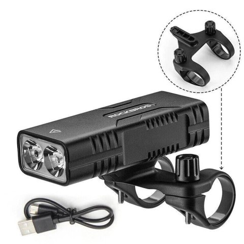 Lampka rowerowa Rockbros 24310002001 850 lm z funkcją powerbanku + kabel USB-C - USB-A - czarna Lampka rowerowa Rockbros 24310002001 850 lm z funkcją powerbanku + kabel USB-C - USB-A - czarna