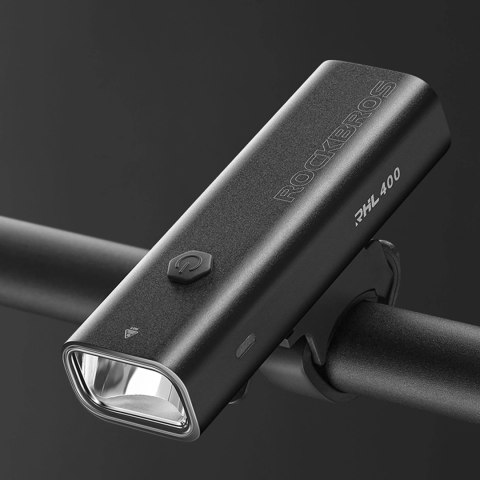 Lampka rowerowa przednia Rockbros 24310006001 400 lm + kabel micro USB - USB-A - czarna
