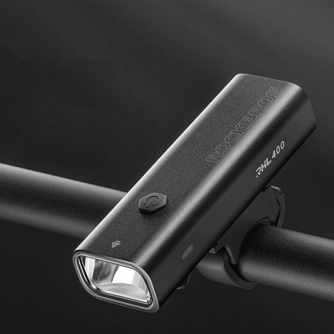 Lampka rowerowa przednia Rockbros 24310006001 400 lm + kabel micro USB - USB-A - czarna