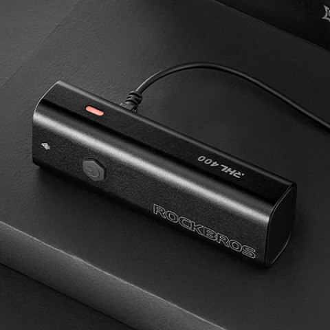 Lampka rowerowa przednia Rockbros 24310006001 400 lm + kabel micro USB - USB-A - czarna