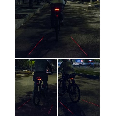 Lampka rowerowa tylna Rockbros LKWD-R1 z laserem i pilotem + kabel micro USB - USB-A - czarna Lampka rowerowa tylna Rockbros LKWD-R1 z laserem i pilotem + kabel micro USB - USB-A - czarna
