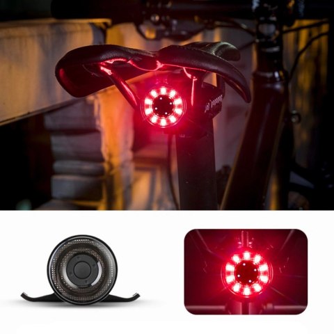 Lampka rowerowa tylna Rockbros Q1 7 kolorów LED + kabel USB-C - USB-A - czarna Lampka rowerowa tylna Rockbros Q1 7 kolorów LED + kabel USB-C - USB-A - czarna