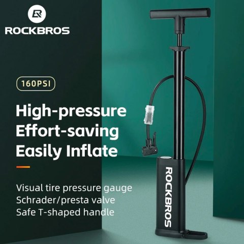 Pompka rowerowa Rockbros 42310007001 podłogowa - czarna Pompka rowerowa Rockbros 42310007001 podłogowa - czarna