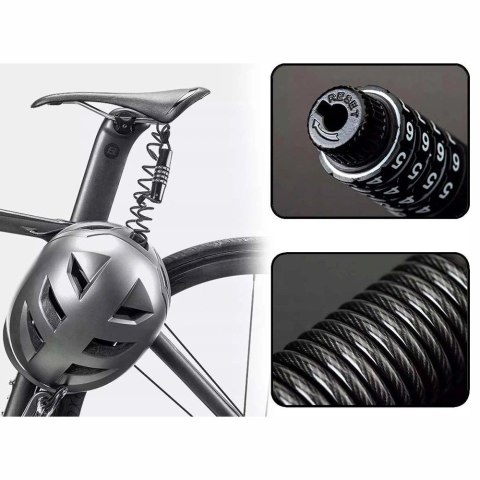 Zapięcie rowerowe Rockbros T609 na szyfr 1,5m - czarne Zapięcie rowerowe Rockbros T609 na szyfr 1,5m - czarne
