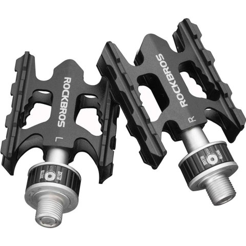 Zestaw pedałów Rockbros K320F-BK MTB ze stopu aluminium - czarne Zestaw pedałów Rockbros K320F-BK MTB ze stopu aluminium - czarne