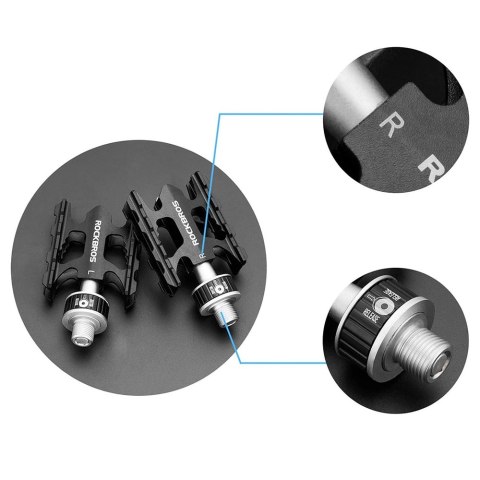 Zestaw pedałów Rockbros K320F-BK MTB ze stopu aluminium - czarne Zestaw pedałów Rockbros K320F-BK MTB ze stopu aluminium - czarne