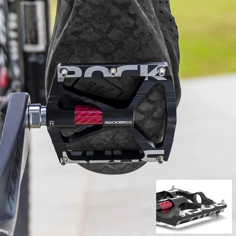 Zestaw pedałów rowerowych Rockbros 37213071001 ze stopu aluminium - czarne Zestaw pedałów rowerowych Rockbros 37213071001 ze stopu aluminium - czarne