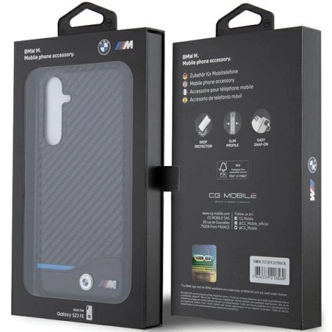 Etui BMW Leather Carbon na Samsung Galaxy S23 FE - czarne Etui BMW Leather Carbon na Samsung Galaxy S23 FE - czarne