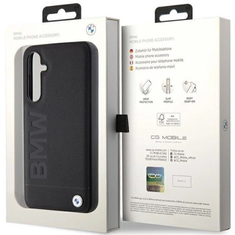 Etui BMW Leather Hot Stamp na Samsung Galaxy S23 FE - czarne Etui BMW Leather Hot Stamp na Samsung Galaxy S23 FE - czarne