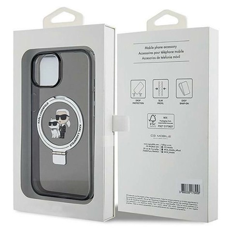 Etui Karl Lagerfeld Ring Stand Karl&Choupettte MagSafe na iPhone 14 / 15 / 13 - czarne Etui Karl Lagerfeld Ring Stand Karl&Choupettte MagSafe na iPhone 14 / 15 / 13 - czarne
