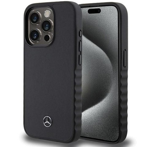 Etui Mercedes Smooth Leather na iPhone 15 Pro - czarne Etui Mercedes Smooth Leather na iPhone 15 Pro - czarne