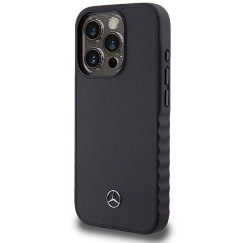 Etui Mercedes Smooth Leather na iPhone 15 Pro - czarne Etui Mercedes Smooth Leather na iPhone 15 Pro - czarne