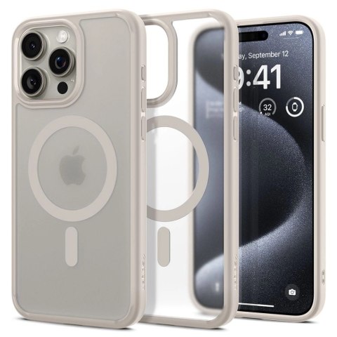 Etui Spigen Ultra Hybrid Mag z MagSafe na iPhone 15 Pro - matowy tytan naturalny Etui Spigen Ultra Hybrid Mag z MagSafe na iPhone 15 Pro - matowy tytan naturalny