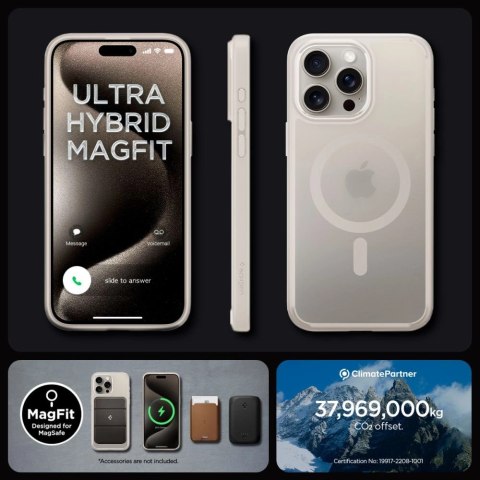 Etui Spigen Ultra Hybrid Mag z MagSafe na iPhone 15 Pro - matowy tytan naturalny Etui Spigen Ultra Hybrid Mag z MagSafe na iPhone 15 Pro - matowy tytan naturalny