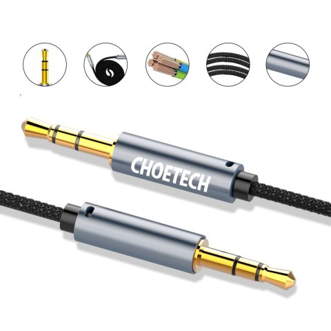 Kabel Choetech AUX002 mini jack 3.5mm (męski) / mini jack 3.5mm (męski) 1.2m - czarny Kabel Choetech AUX002 mini jack 3.5mm (męski) / mini jack 3.5mm (męski) 1.2m - czarny