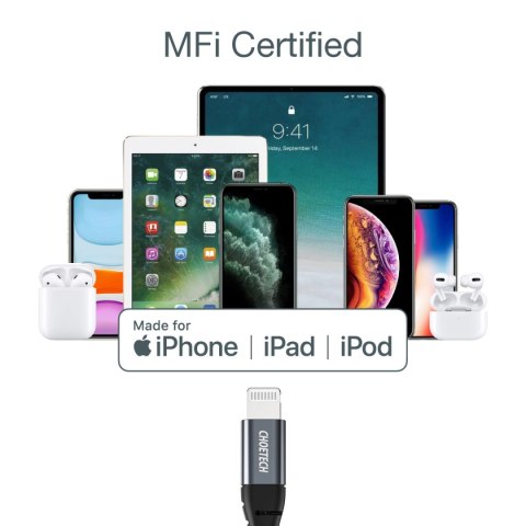 Kabel Choetech IP0039 USB-C / Lightning MFi 480Mb/s 3A 1.2m - czarny Kabel Choetech IP0039 USB-C / Lightning MFi 480Mb/s 3A 1.2m - czarny