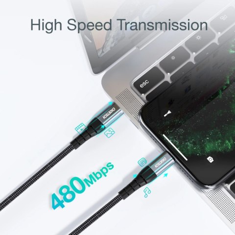 Kabel Choetech IP0039 USB-C / Lightning MFi 480Mb/s 3A 1.2m - czarny Kabel Choetech IP0039 USB-C / Lightning MFi 480Mb/s 3A 1.2m - czarny