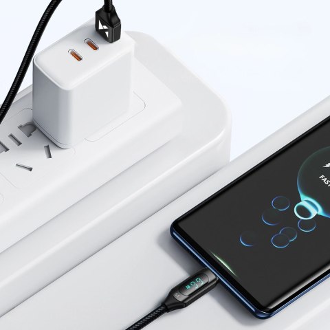 Kabel USB A - USB C Wozinsky WUACC2 z wyświetlaczem 66W 6A 2m - czarny Kabel USB A - USB C Wozinsky WUACC2 z wyświetlaczem 66W 6A 2m - czarny