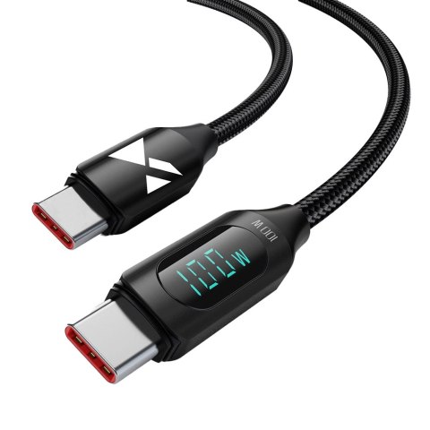 Kabel USB C - USB C Wozinsky WUCCC1 z wyświetlaczem PD 100W 1m - czarny Kabel USB C - USB C Wozinsky WUCCC1 z wyświetlaczem PD 100W 1m - czarny