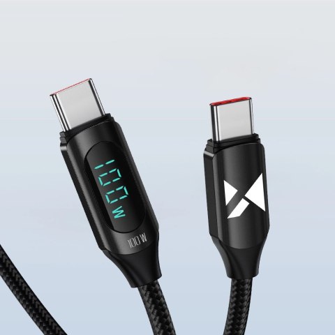 Kabel USB C - USB C Wozinsky WUCCC1 z wyświetlaczem PD 100W 1m - czarny Kabel USB C - USB C Wozinsky WUCCC1 z wyświetlaczem PD 100W 1m - czarny