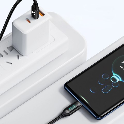 Kabel USB C - USB C Wozinsky WUCCC1 z wyświetlaczem PD 100W 1m - czarny Kabel USB C - USB C Wozinsky WUCCC1 z wyświetlaczem PD 100W 1m - czarny