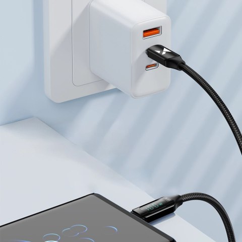 Kabel USB C - USB C Wozinsky WUCCC1 z wyświetlaczem PD 100W 1m - czarny Kabel USB C - USB C Wozinsky WUCCC1 z wyświetlaczem PD 100W 1m - czarny