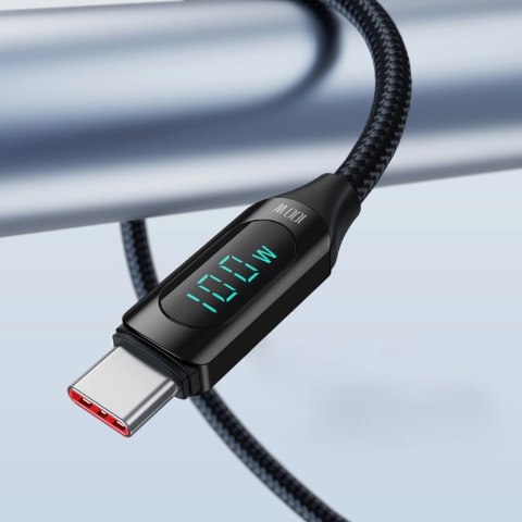 Kabel USB C - USB C Wozinsky WUCCC1 z wyświetlaczem PD 100W 1m - czarny Kabel USB C - USB C Wozinsky WUCCC1 z wyświetlaczem PD 100W 1m - czarny