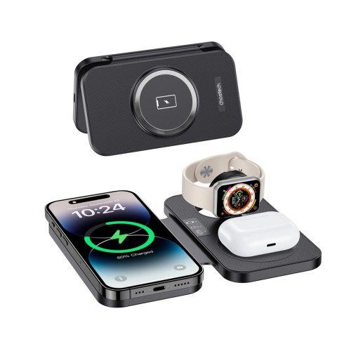 Ładowarka Choetech T616-F indukcyjna 3w1 kompatybilna z urządzeniami Apple i Samsung - czarna Ładowarka Choetech T616-F indukcyjna 3w1 kompatybilna z urządzeniami Apple i Samsung - czarna