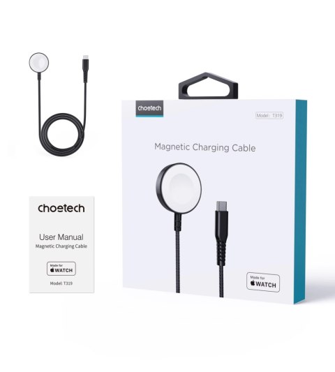 Ładowarka bezprzewodowa Choetech T319 MFI o mocy 5W, do Apple Watch + kabel USB-C - czarna Ładowarka bezprzewodowa Choetech T319 MFI o mocy 5W, do Apple Watch + kabel USB-C - czarna