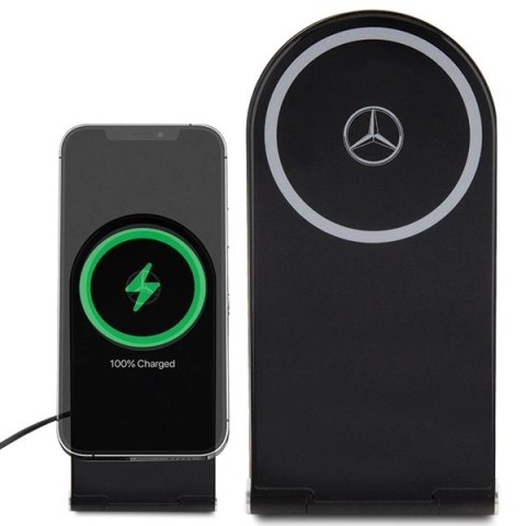 Ładowarka indukcyjna Mercedes Silver Stars MagSafe składana 2w1 15W - czarna Ładowarka indukcyjna Mercedes Silver Stars MagSafe składana 2w1 15W - czarna