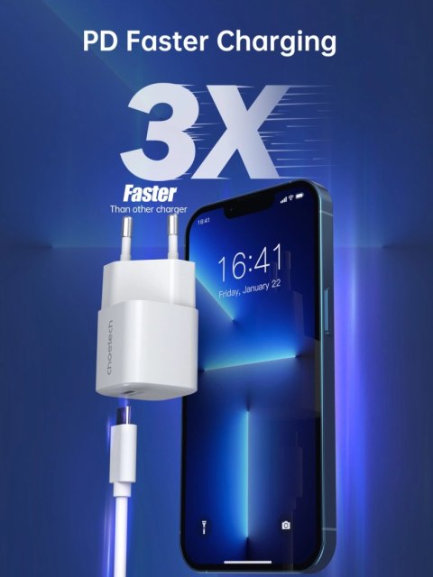 Ładowarka sieciowa Choetech PD5007 USB-C PD 30W GaN - biała Ładowarka sieciowa Choetech PD5007 USB-C PD 30W GaN - biała