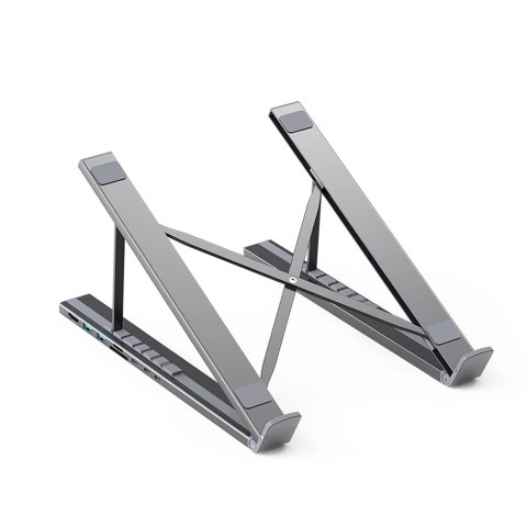 Podstawka pod laptopa 7w1 Choetech HUB-M48 PD USB-C SD TF USB-A HDMI 100W + kabel USB-C - szara Podstawka pod laptopa 7w1 Choetech HUB-M48 PD USB-C SD TF USB-A HDMI 100W + kabel USB-C - szara