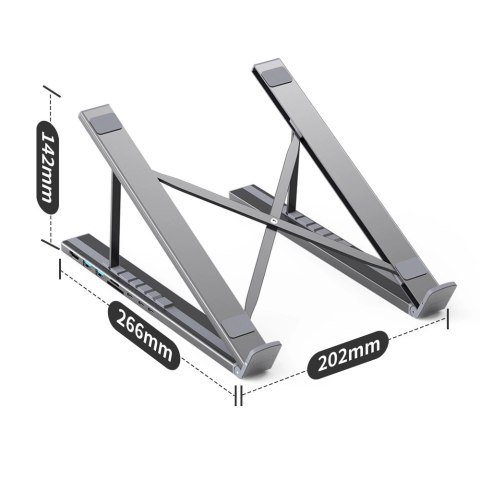Podstawka pod laptopa 7w1 Choetech HUB-M48 PD USB-C SD TF USB-A HDMI 100W + kabel USB-C - szara Podstawka pod laptopa 7w1 Choetech HUB-M48 PD USB-C SD TF USB-A HDMI 100W + kabel USB-C - szara