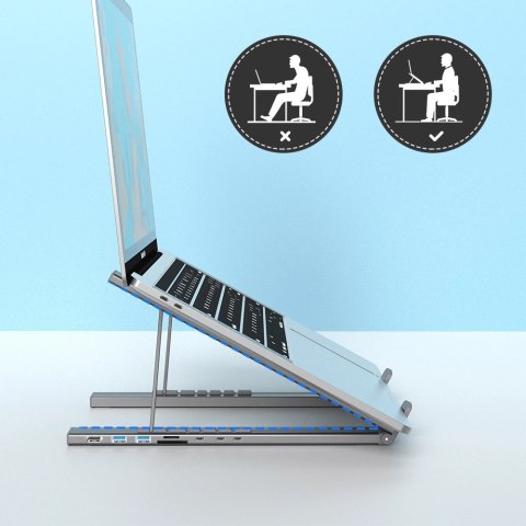 Podstawka pod laptopa 7w1 Choetech HUB-M48 PD USB-C SD TF USB-A HDMI 100W + kabel USB-C - szara Podstawka pod laptopa 7w1 Choetech HUB-M48 PD USB-C SD TF USB-A HDMI 100W + kabel USB-C - szara