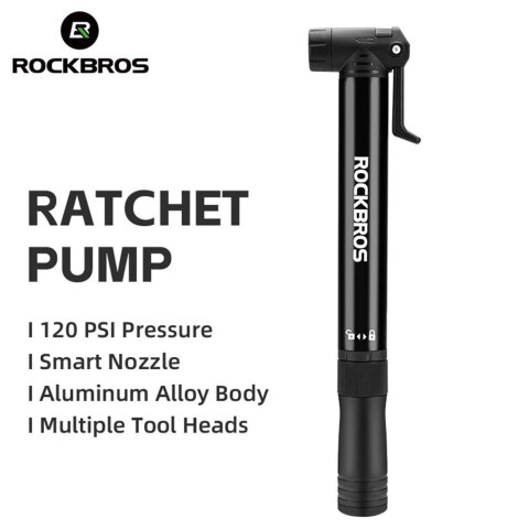 Pompka rowerowa Rockbros 42320010001 ręczna + wkrętak - czarna Pompka rowerowa Rockbros 42320010001 ręczna + wkrętak - czarna