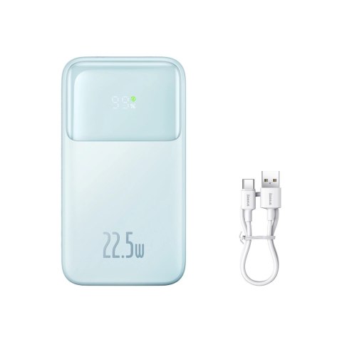 Powerbank Baseus Comet Series z wyświetlaczem 10000mAh 22.5W - niebieski + kabel USB-A - USB-C 0.3m - biały Powerbank Baseus Comet Series z wyświetlaczem 10000mAh 22.5W - niebieski + kabel USB-A - USB-C 0.3m - biały