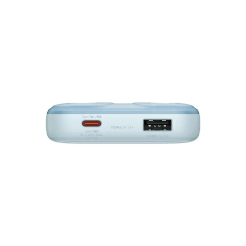 Powerbank Baseus Comet Series z wyświetlaczem 10000mAh 22.5W - niebieski + kabel USB-A - USB-C 0.3m - biały Powerbank Baseus Comet Series z wyświetlaczem 10000mAh 22.5W - niebieski + kabel USB-A - USB-C 0.3m - biały