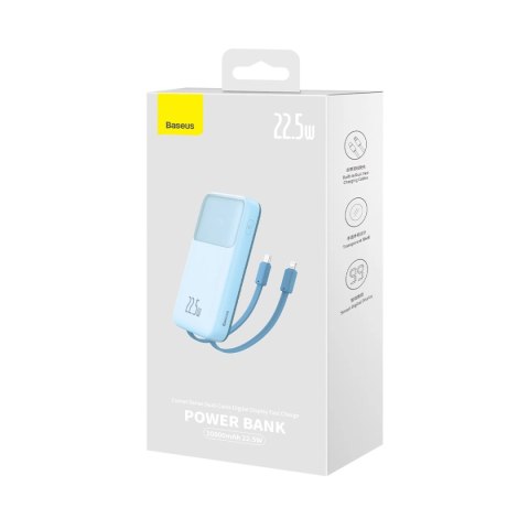 Powerbank Baseus Comet Series z wyświetlaczem 10000mAh 22.5W - niebieski + kabel USB-A - USB-C 0.3m - biały Powerbank Baseus Comet Series z wyświetlaczem 10000mAh 22.5W - niebieski + kabel USB-A - USB-C 0.3m - biały