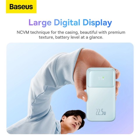 Powerbank Baseus Comet Series z wyświetlaczem 10000mAh 22.5W - niebieski + kabel USB-A - USB-C 0.3m - biały Powerbank Baseus Comet Series z wyświetlaczem 10000mAh 22.5W - niebieski + kabel USB-A - USB-C 0.3m - biały