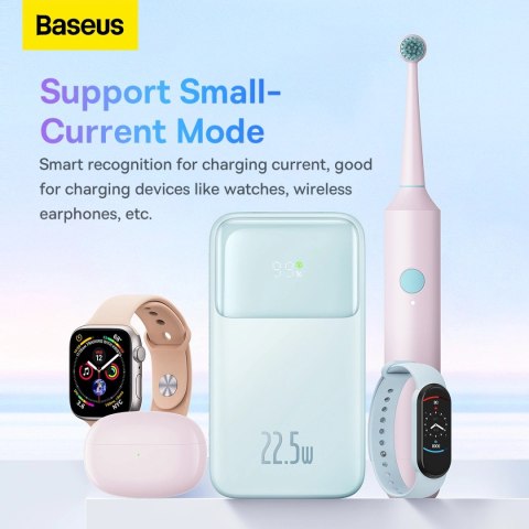 Powerbank Baseus Comet Series z wyświetlaczem 10000mAh 22.5W - niebieski + kabel USB-A - USB-C 0.3m - biały Powerbank Baseus Comet Series z wyświetlaczem 10000mAh 22.5W - niebieski + kabel USB-A - USB-C 0.3m - biały