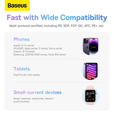 Powerbank Baseus Comet Series z wyświetlaczem 10000mAh 22.5W - niebieski + kabel USB-A - USB-C 0.3m - biały Powerbank Baseus Comet Series z wyświetlaczem 10000mAh 22.5W - niebieski + kabel USB-A - USB-C 0.3m - biały