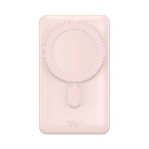 Powerbank Baseus Magnetic Bracket 10000mAh 20W z MagSafe - różowy + kabel USB-C 60W 0.5m